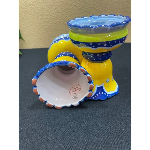Cupcakes & Cartwheels Kimberly Hodges Blue Yellow Candlestick Set Of 2 - Picture 5 of 11
